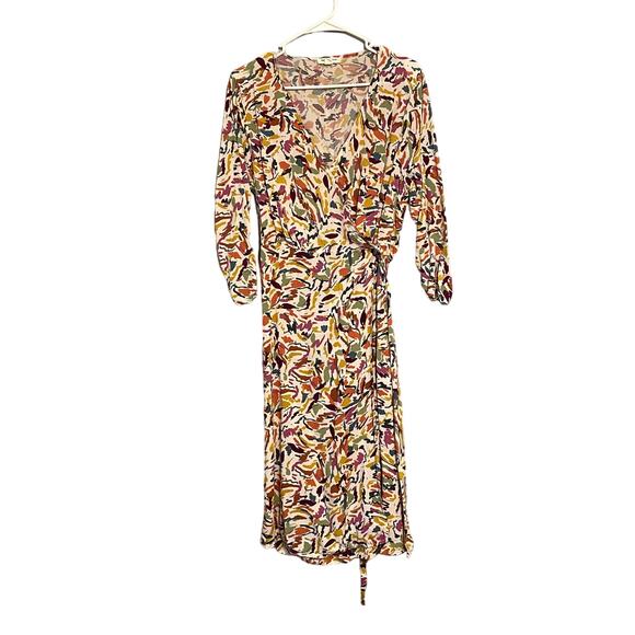 Beach Lunch Lounge Womens Large Dress Wrap Summer Tie Long Abstract Boho - Picture 1 of 13